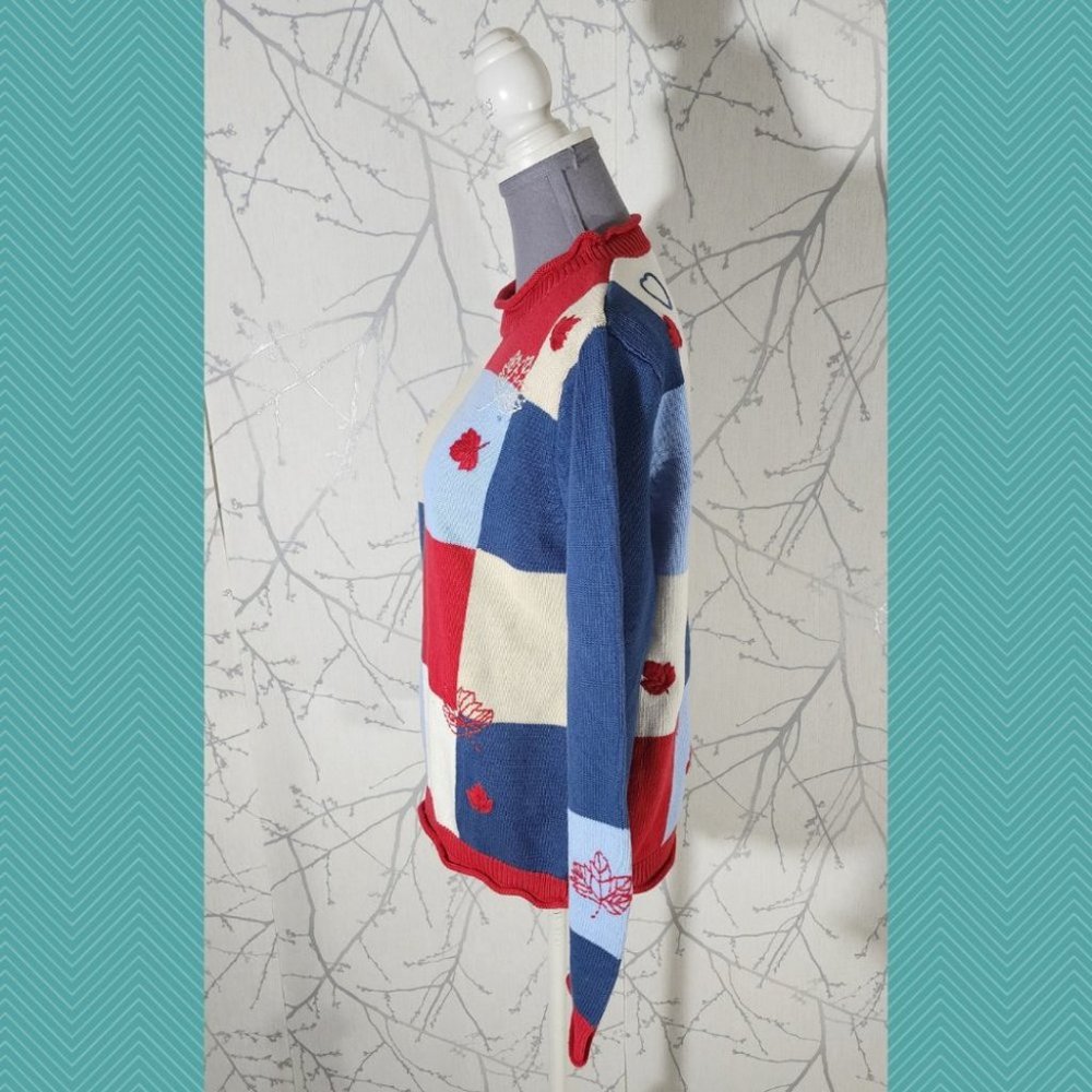 Tabi Cotton Patchwork Maple Leaf Embroidered Mock… - image 2